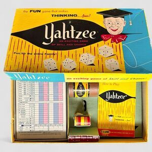 Vintage Dated 1956 Yahtzee Board Game Original Box Complete E.S. Lowe Co. Inc
